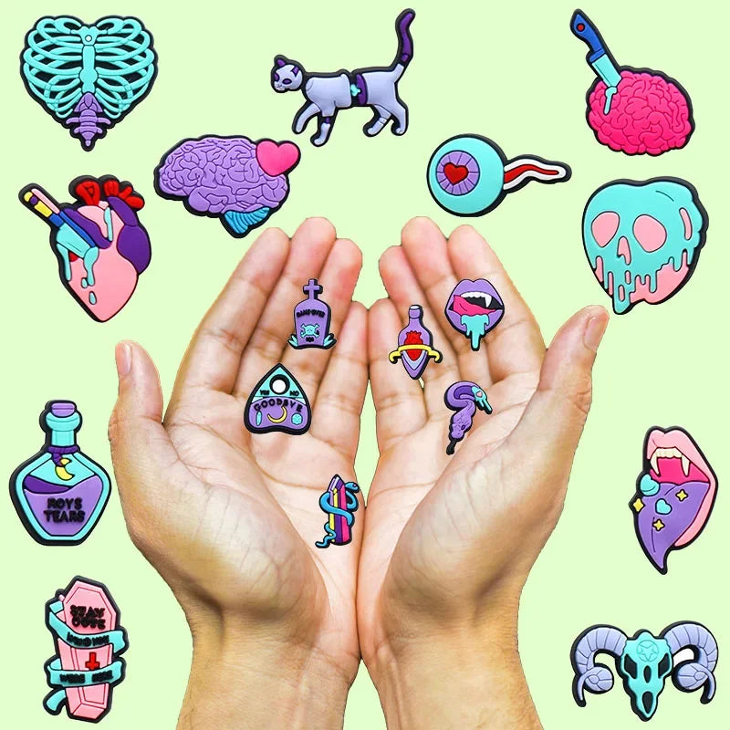 Shoe Charms for Crocs Accessories
 Halloween Shoes Charm for Croc Decorations Pins Men Accessory Jeans Woman Clogs Clips Badges Good Vibrations