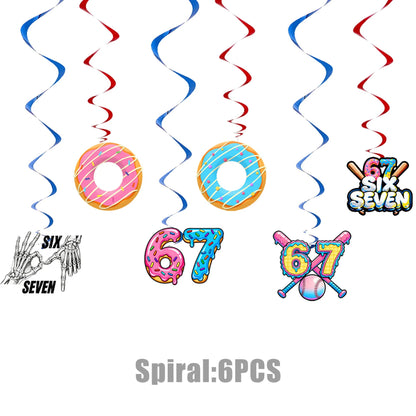 6 7 Birthday Decorations 67 Meme Themed Baseball Ice Cream Donut Banner Cake Topper Balloons for Baby Shower Party Supplies Good Vibrations