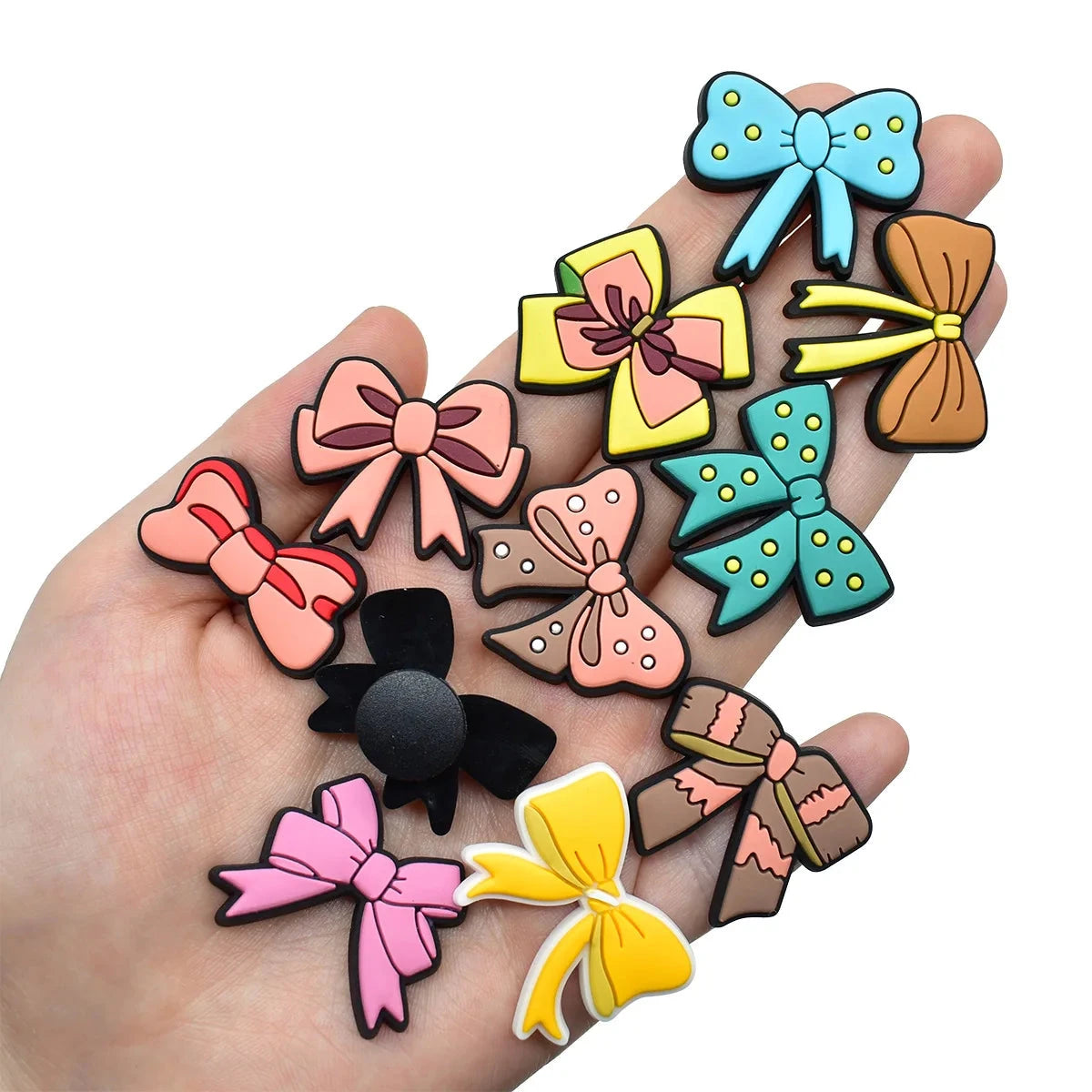 Cute Bow Shoe Charms for Crocs Accessories Decorations Shoe Clog Pin Kids Adults Party Favor Gifts Good Vibrations