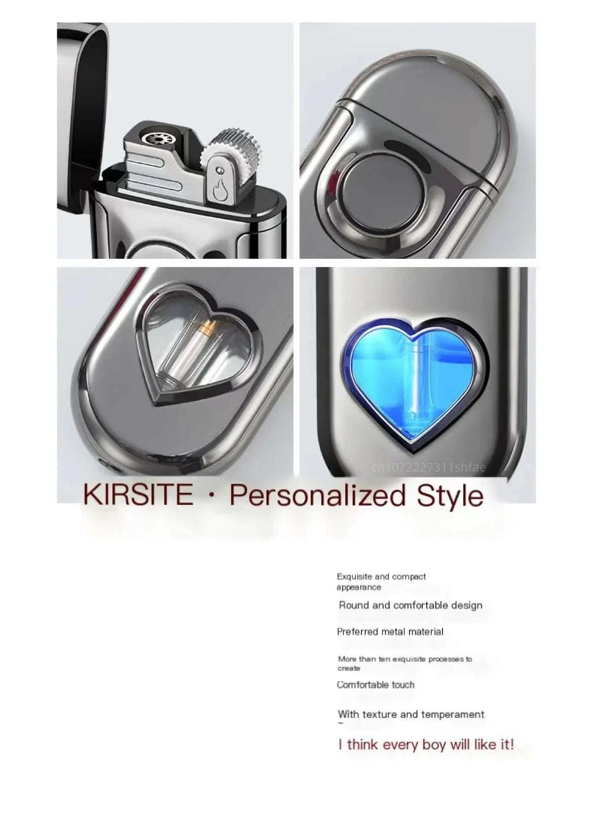 Metal Love Double Flame Butane Gas Lighter 