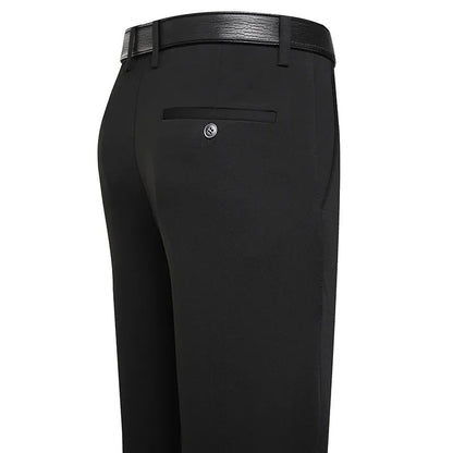 Suit Pants Men Business Casual Trousers Formal Dress Straight Pants Elastic Black Navy Blue Male Clothing Good Vibrations