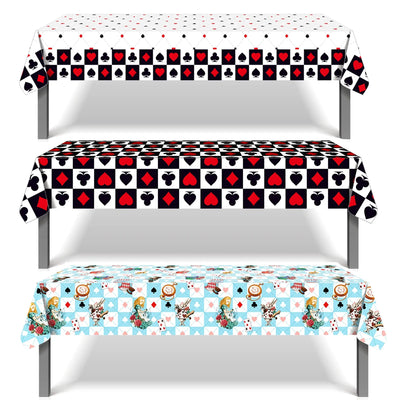 Casino Las Vegas Poker Party Disposable Tablecloth Magician Dollar Playing Cards Birthday Party Camping Mat Table Cover Decor