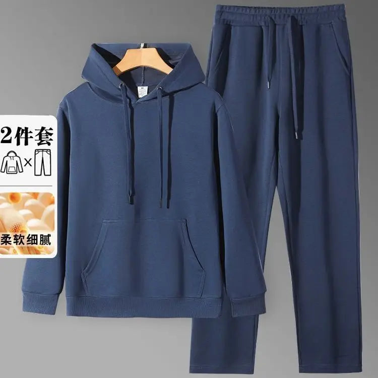2026 Men's New Straight-Leg Casual Suit Trendy Hooded Sweatshirt and Sweatpants Loose Fit Versatile Casual Autumn Sports Suit Good Vibrations
