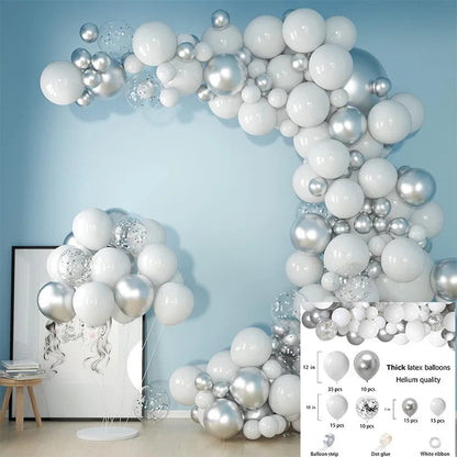 Blue White Metallic Balloons Garland Kit Gold Confetti Balloon Arch for Baby Shower Birthday Graduation Wedding Party Decoration Good Vibrations