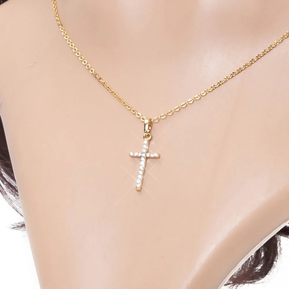 Hot Selling Jewelry Cross Pendant Necklace With Zircon Fashionable And Personalized Design Popular Hip Hop Neck Chain Good Vibrations