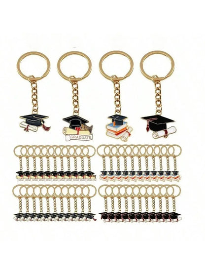 20 Graduation Gifts: Graduation Cap-shaped "Happy Graduation" Keychains. Metal material, suitable for graduation/school return g Good Vibrations