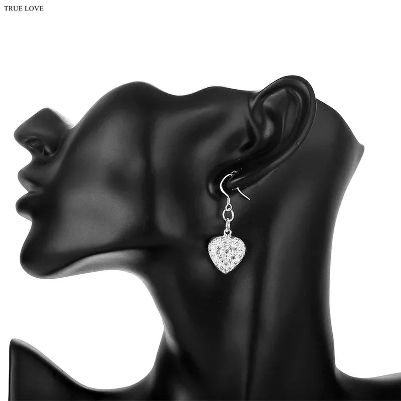 Hot charm 925 sterling silver Jewelry sets fine heart crystal pendant necklace bracelets earrings for women Fashion Party Gifts Good Vibrations