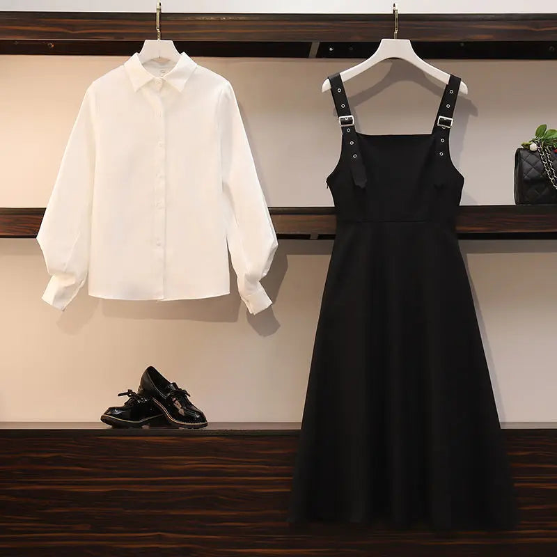 Dress Sets Women Chic Fashion Elegant Office Lady Outfits 2 Piece Korean Fall Basic Simple Female Shirts Vestido Mujer Aesthetic Good Vibrations