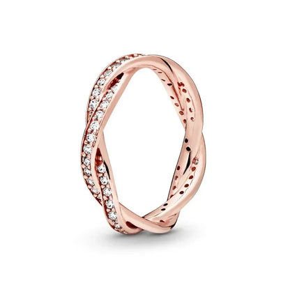 Fashion Jewelry 925 Sterling Silver Classic Rose Gold Series Ring Shining Crown Charm Ring Women's Birthday Exquisite Gift Good Vibrations