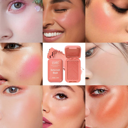 USAHS 7 Color Butter Blush Matte Long-Lasting Waterproof Blusher Natural Facial Contouring Cosmetics Good Vibrations