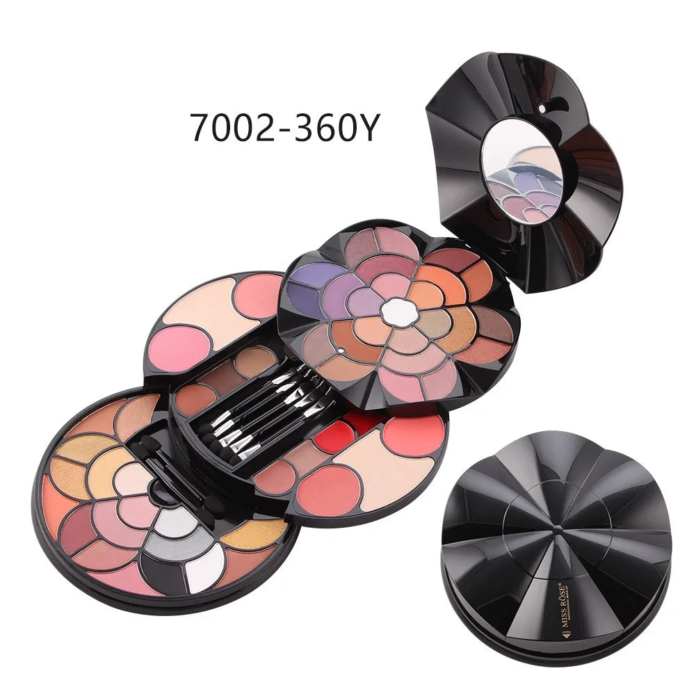 57-Color Petal Makeup Palette with 43 Eyeshadows 4 Eyebrow Powders&Blush&Lipstick And 2 Pressed Powders - All-In-One Beauty Kit Good Vibrations