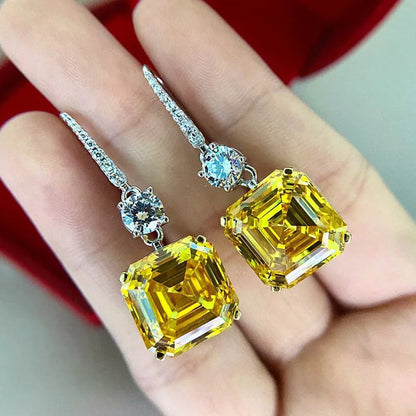 2026 Fashion Bright Yellow Crystal Earrings Female Engagement Party Jewelry Temperament Women Wedding Ceremony Accessories Good Vibrations