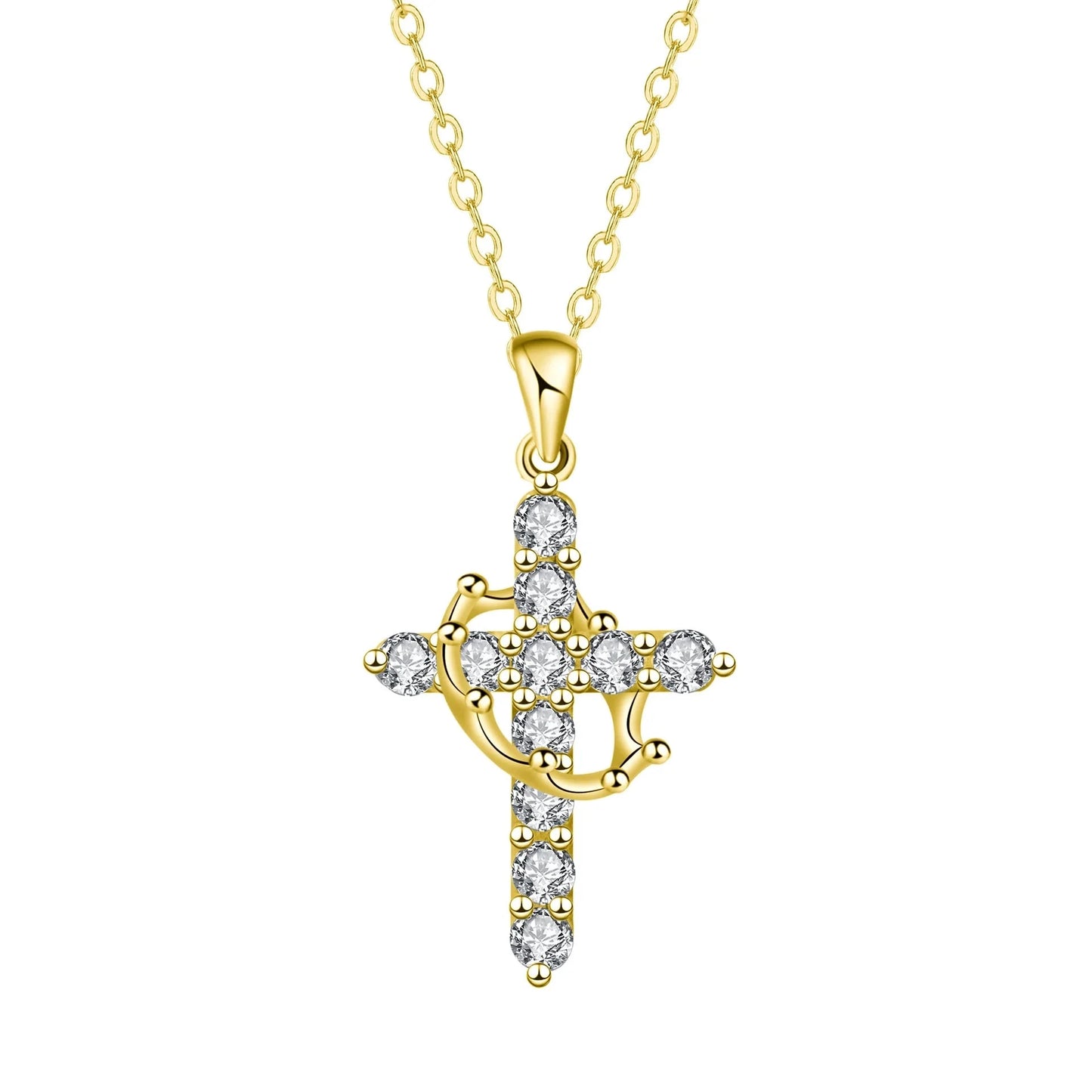 Cross Chain Christian Necklace Luxury Rotatable Crown Zircon Cross Necklace готический крест подвеска Good Vibrations
