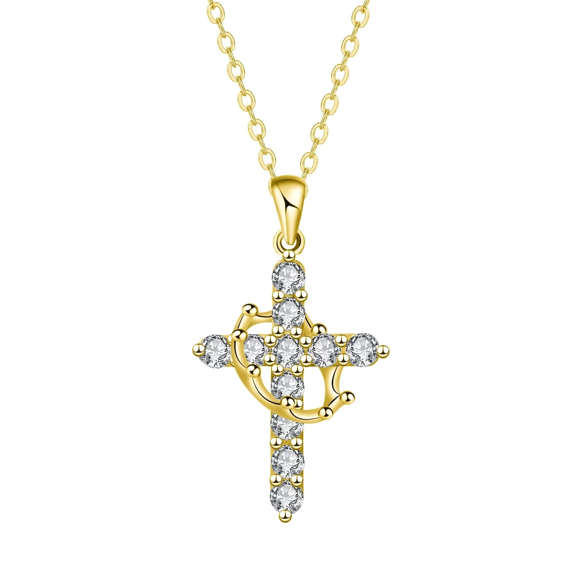 Cross Chain Christian Necklace Luxury Rotatable Crown Zircon Cross Necklace готический крест подвеска Good Vibrations