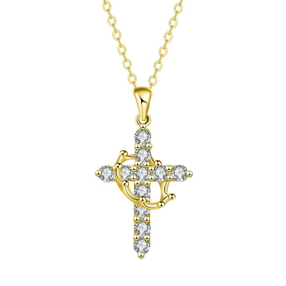 Cross Chain Christian Necklace Luxury Rotatable Crown Zircon Cross Necklace готический крест подвеска Good Vibrations