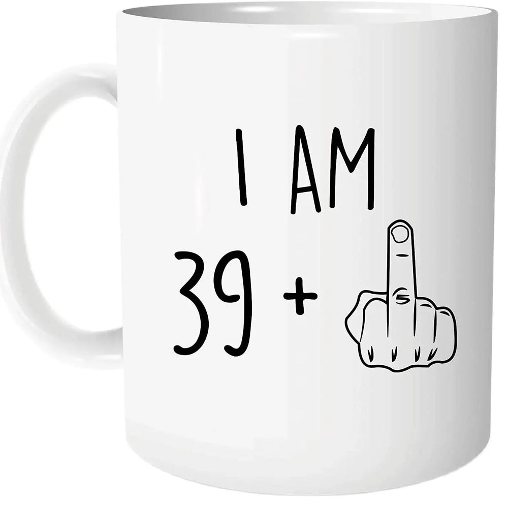 40th Birthday Gift for Men Women I Am 39 Plus Middle Finger Funny Gag Gift Ideas Coffee Mug Tea Cup for Him Her Good Vibrations