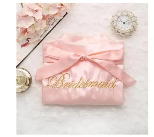 Bride Bridesmaid Wedding Robe Embroidery Kimono Bathrobe Gown Nightgown Casual Satin Short Women Sexy Nightwear Sleepwear Good Vibrations