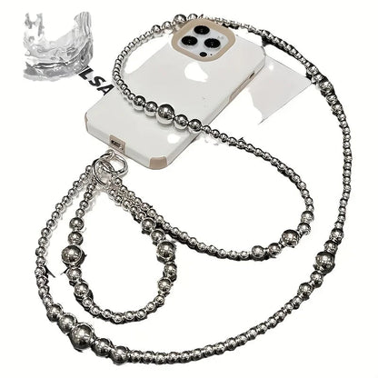 Holiday party gifts for friends and family, long silver bead hanging rope, phone case, bag, pendant Good Vibrations