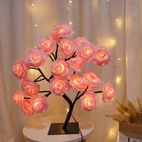 24LED Table Lamp Rose Flower Tree USB Night Lights Christmas Decoration Gift for Kids Room Rose Flower Lighting Home Decoration Good Vibrations