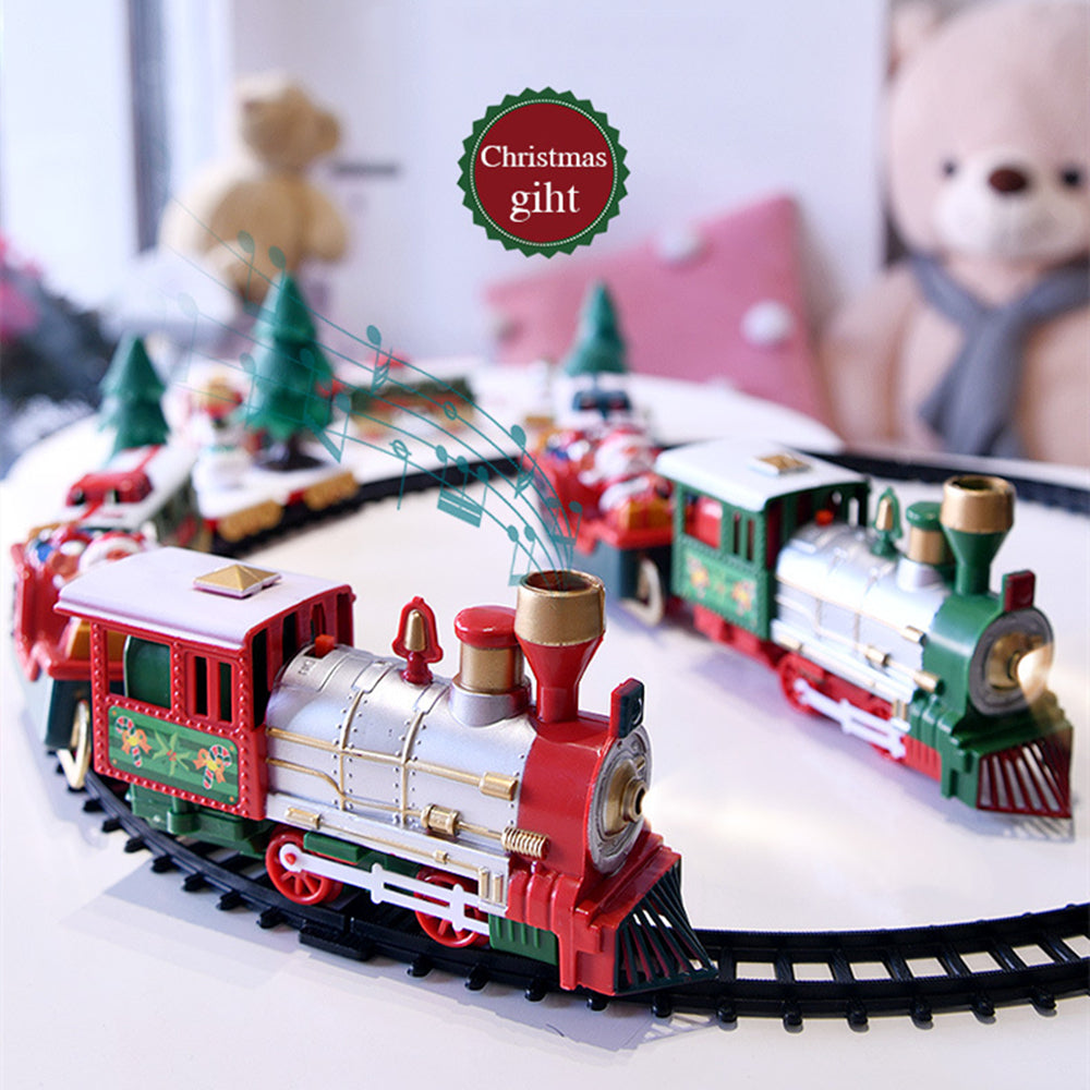Christmas Tree Train Set - Electric Locomotive with Lights & Sounds for Toddlers, Complete Track & Carriages Holiday Decor Good Vibrations