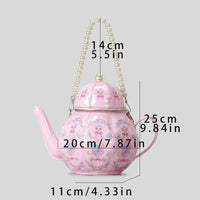 Handbags with teapot design with creative vintage print for women shoulder bag with pearl chains designer luxury shoulder strap Good Vibrations