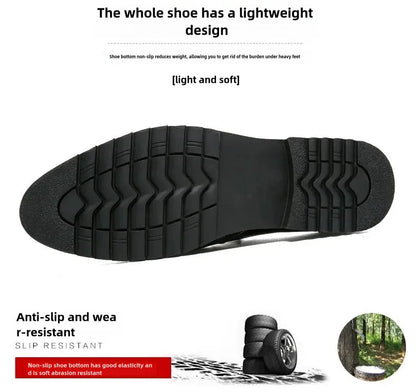 Fashionable Formal Men Shoes Lightweight Outdoor Loafers Thick Soled Wear-resistant Leather Shoes Black Gold andSilverSizes38-48 Good Vibrations