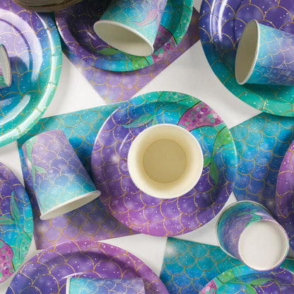 Mermaid Party Decorations Supplies Mermaid Disposable Plates Cup Napkins Set for Girls Baby Shower Mermaids Princess Birthday Good Vibrations