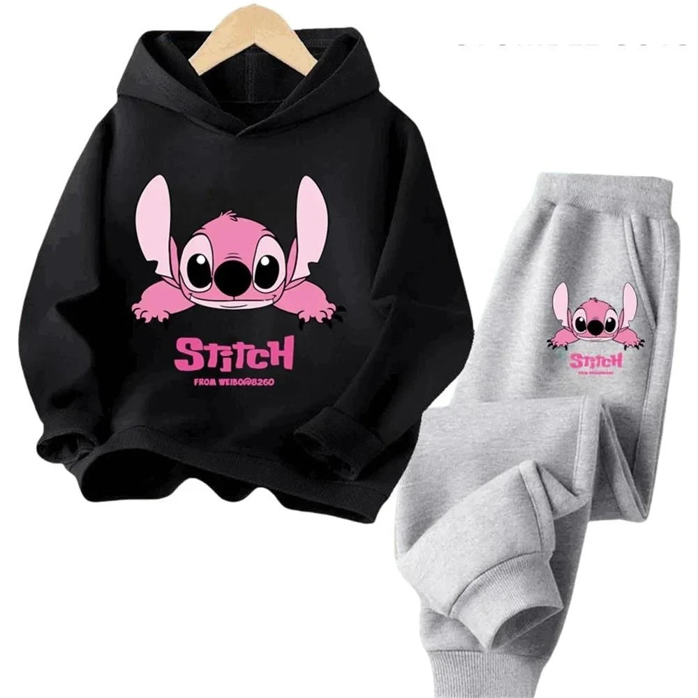 Children Hoodies Stitch Kawaii Fashion Pullover Sweatshirt Anime Trucksuit Manga Cartoons Girls Boy Kids Autumn Casual Clothes Good Vibrations