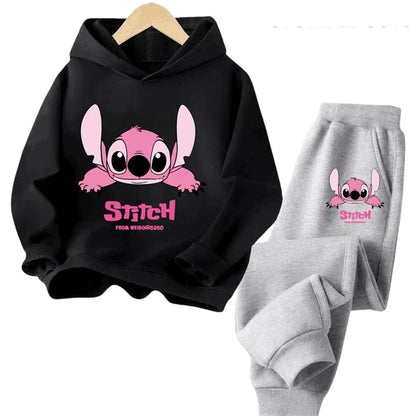 Children Hoodies Stitch Kawaii Fashion Pullover Sweatshirt Anime Trucksuit Manga Cartoons Girls Boy Kids Autumn Casual Clothes Good Vibrations