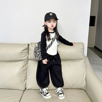 Children's Sets Style Girls' Outfit Light Grey Bow Hoodie & Lace Trim Skirt Set Autumn Kids Clothes  Toddler Girl Clothes Good Vibrations