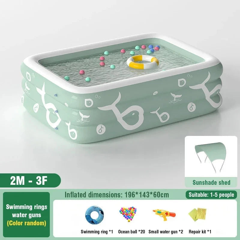 Inflatable Swimming Pool with Water Slide for Backyard Garden Party Foldable Kids Adults Family Pools PVC Swimming Pools Good Vibrations