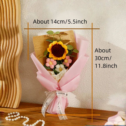 1pc Crochet Bouquet, Efun Handmade Sunflower Daisy Bouquet Valentine's Day Anniversary Wedding Mothers Day Birthday Gift Good Vibrations