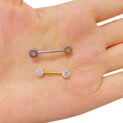 ASTM F136 Titanium PIERC Barbell Ring Nipple Ring Barbell CZ 16/14/12mm Ear Bar Piercing Bar Barbells Nipple Piercing Jewelry Good Vibrations