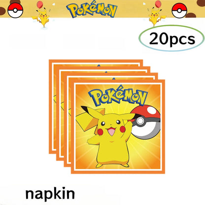 Pokemon Birthday Party Decorations Pikachu DIY Sticker Tableware Plate Tablecloth Baby Shower Kids Favors Gifts Party Supplies Good Vibrations