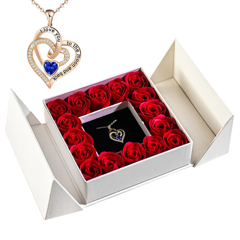 Gifts for Women Jewelry Pendant Necklace /w Soap Eternal Rose Gift Box Mother's Day Necklace Jewelry Wedding Anniversary Gifts Good Vibrations