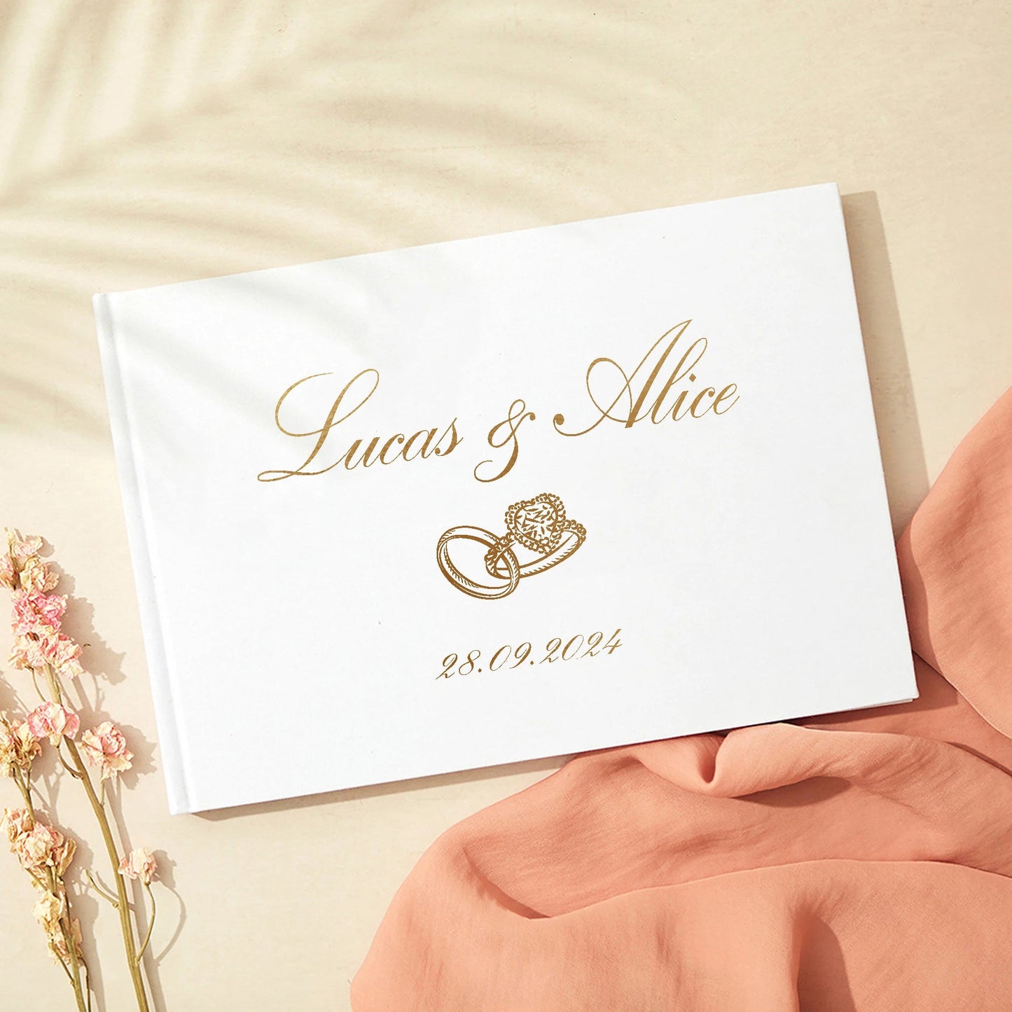 Personalized Guest Book for Wedding Noble Message Photo Album Simple Elegant Horizontal Wedding Reception Signing Book Good Vibrations