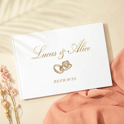 Personalized Guest Book for Wedding Noble Message Photo Album Simple Elegant Horizontal Wedding Reception Signing Book Good Vibrations