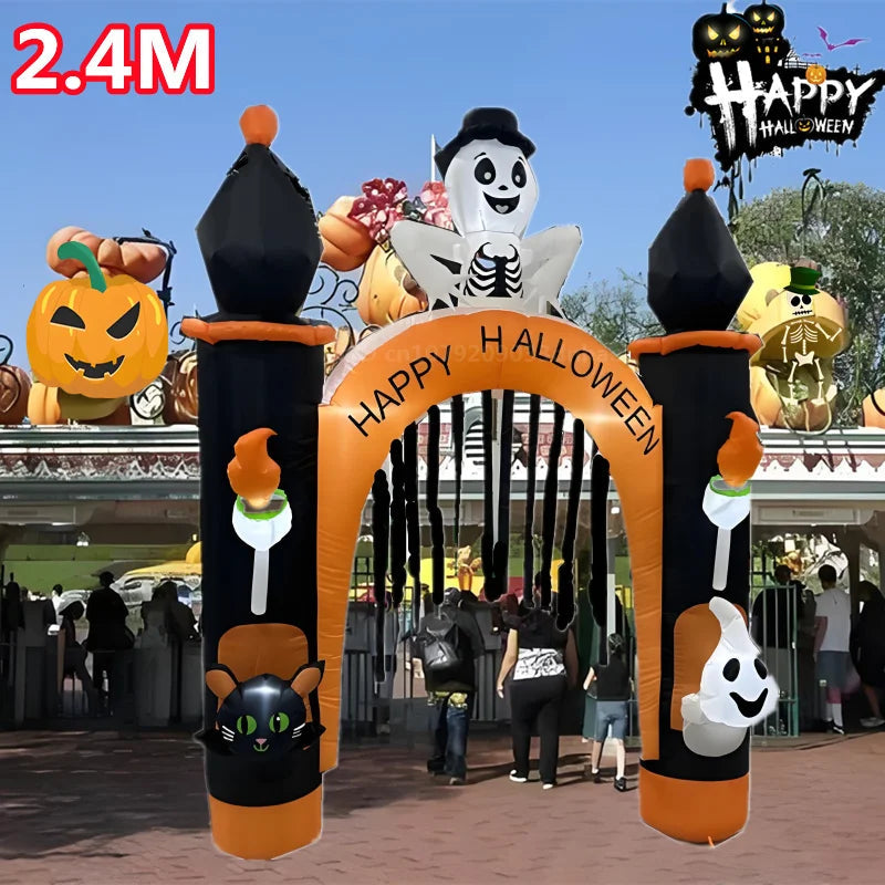 Halloween Inflatable Arch /Pumpkin Cat Model with LED Light Large Christmas Outdoor Decor Holiday Ornament Courtyard Prop Good Vibrations
