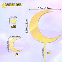 27pcs/set Gold Acrylic Star Moon Ramadan Cake Topper for Ramadan Kareem Birthday Party DIY Cake  Decoration Supplies Baby Shower Good Vibrations
