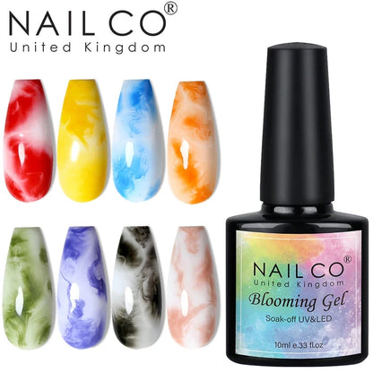 NAILCO Blooming Gel Polish 10ml UV LED Soak Off Nail Art Polish Spreading Effect Marble Gel Paint Varnish Matte Top Base Coat Good Vibrations