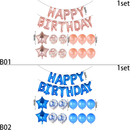 Happy Birthday Decoration Balloons Pink Blue Letter Foil Ballons Set Children Adult Birthday Party Anniversary Decor Supplies Good Vibrations