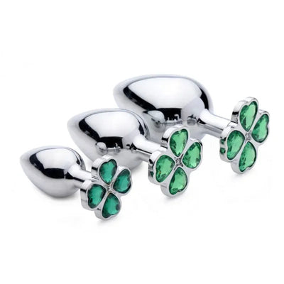 Lucky Clover Gem Anal Plug,S/M/L Size Four Leaf Clover Stainless Steel Crystal Jewelry Anal Butt Plugs