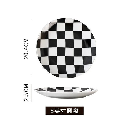 Creative Chess Grid Ceramic Plate Home Dinner Tableware Western Steak Plate Exquisite Bread Dessert Dishes Kitchen Utensils Home Good Vibrations