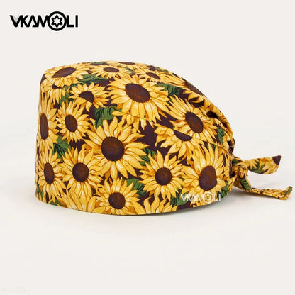Flower printing hats scrubs women hats Health service Workers adjustable caps beauty salon Work Frosted cap lab pet store hats Good Vibrations