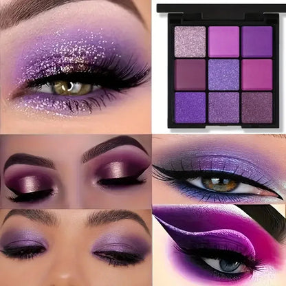 Luxurious Purple Eyeshadow Palette 9 Color Matte and Shimmering violet Eye Makeup for Creating Smoky or Natural Looks Cosmetic Good Vibrations