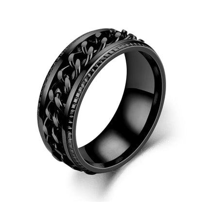 Titanium Steel Rotatable Chain Rings for Women Men Spinner Ring Multifunctional Chain Ring Men Bottle Opener Ring Jewelry Gifts Good Vibrations
