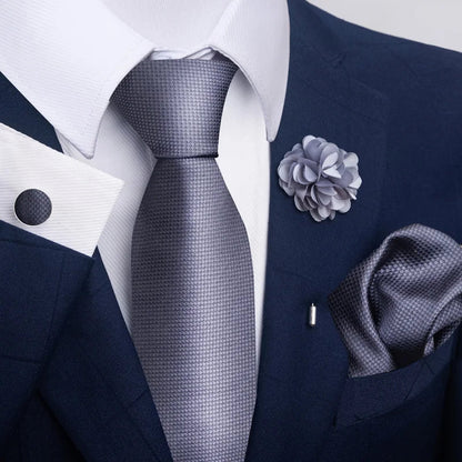 Luxury Mens Ties Floral Black Gold Ties Paisley NeckTie Pocket Square Cufflinks Brooch Set Men's Wedding Party Tie Good Vibrations