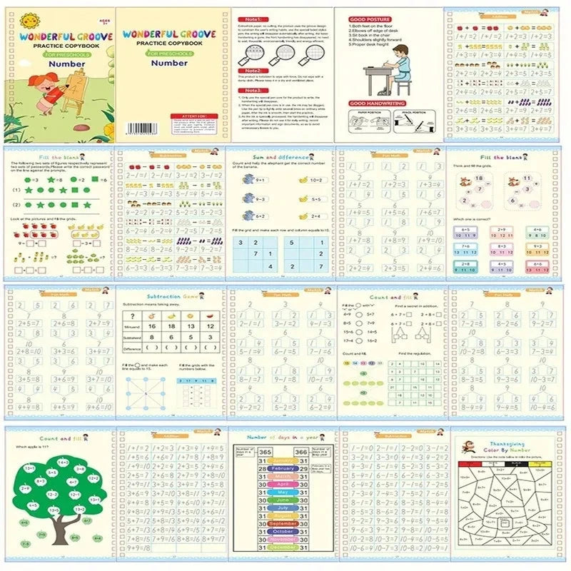 4 Books Pen Magic Copy Book Free Wiping Children Kids Writing Sticker Practice English Copybook For Calligraphy Montessori Gift Good Vibrations