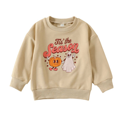 2022-08-30 Lioraitiin 0-5Years Toddler Baby Girl Boy Autumn Halloween Clothing Long Sleeve Cartoon Pumpkin Printed Sweatshirt Good Vibrations