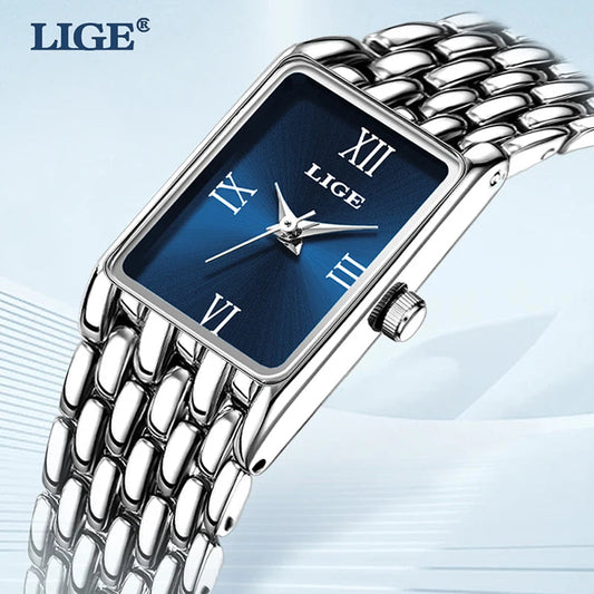 LIGE new 2025 women's watch quartz stainless steel strap women watches luxury casual waterproof retro fashion ladies watch reloj Good Vibrations